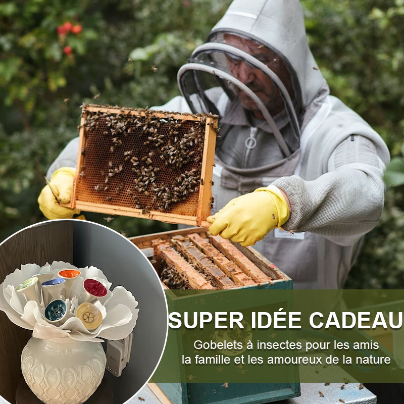 Tasse à boire d’insecte d’abeille en céramique faite à la main